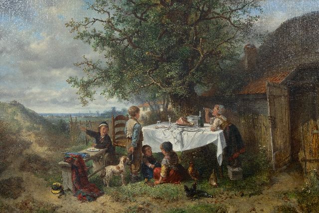 Kate J.M.H. ten | Een onverwachte picknick, olieverf op doek 60,5 x 90,5 cm, gesigneerd l.o.