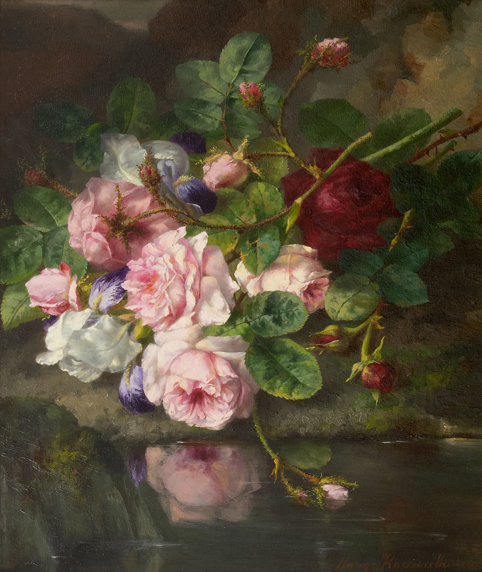 Margaretha Roosenboom | Schilderijen Koop | rozen op de bosgrond