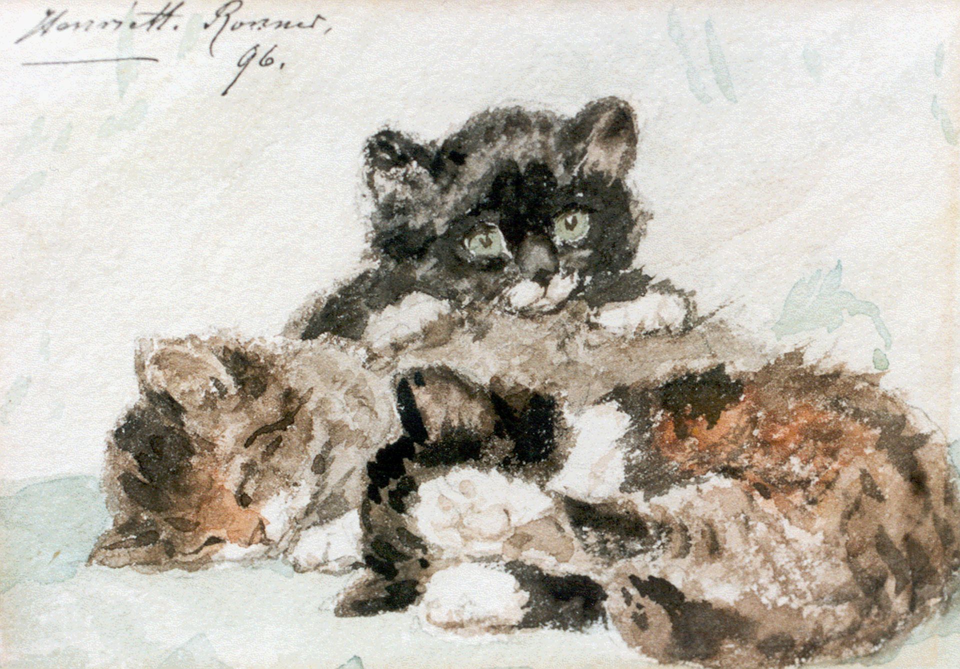 Henriette Ronner Watercolours And Drawings Prev For Sale Three Kittens