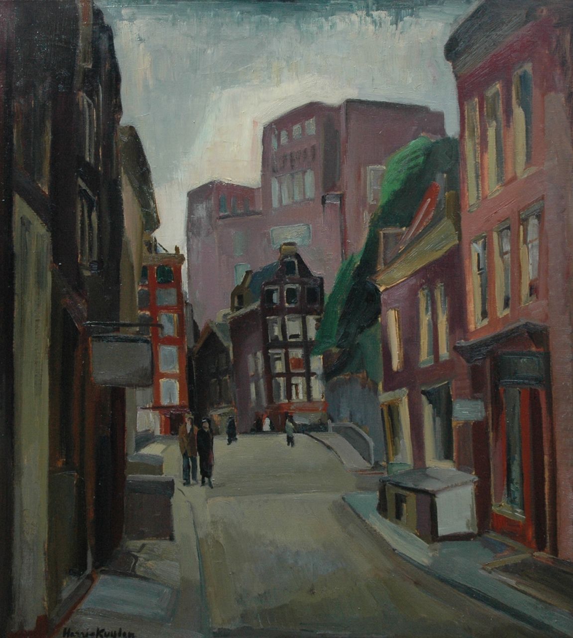 Kuijten H.J.  | Henricus Johannes 'Harrie' Kuijten, Oude Spiegelstraat, Amsterdam, olieverf op doek 93,3 x 85,4 cm, gesigneerd linksonder en te dateren ca. 1926