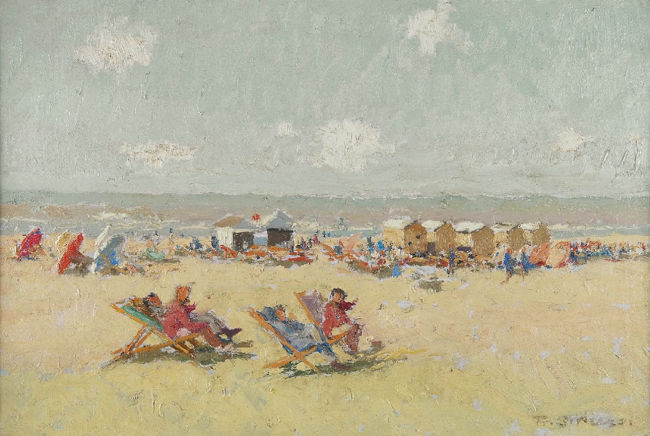 Smeers F.  | Frans Smeers, Op het strand, olieverf op doek 40,2 x 60,2 cm, gesigneerd rechtsonder