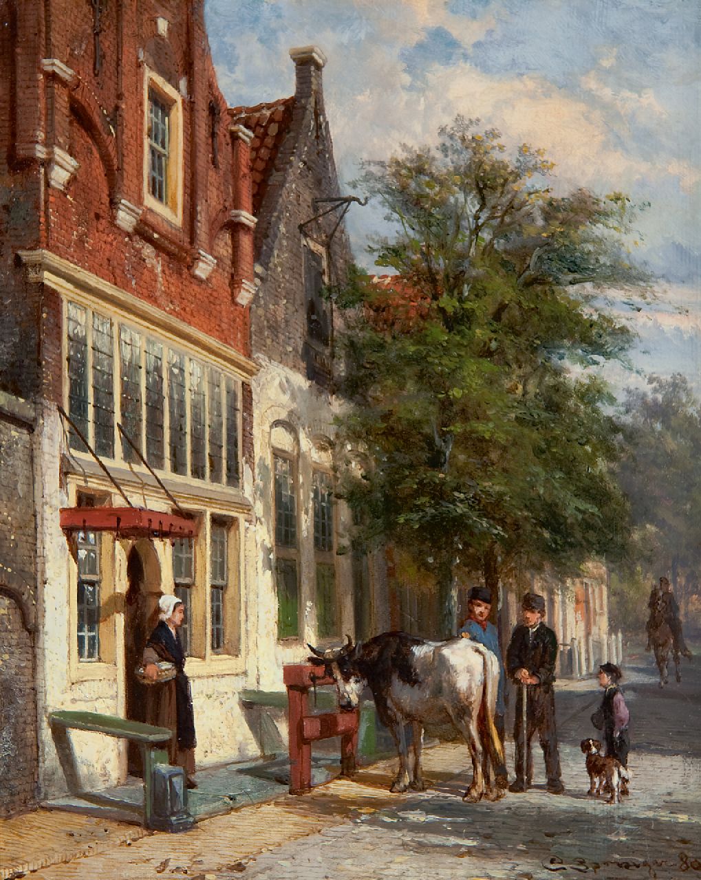 Onwijs Cornelis Springer | Schilderijen te Koop | Straatje in Monnickendam DU-73