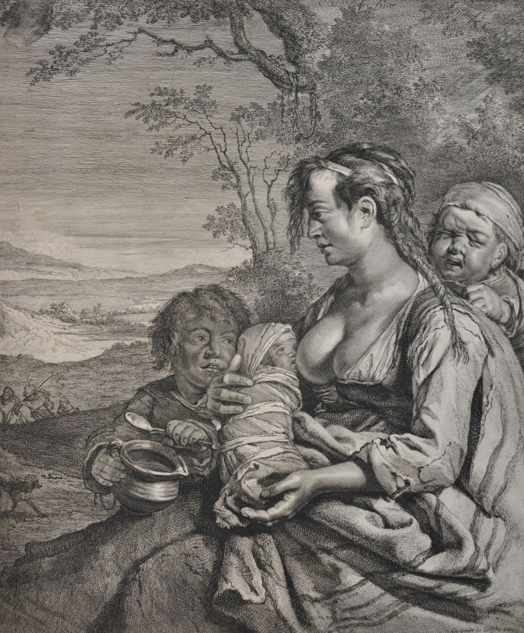 Cornelis Visscher II | Heidin, ets en gravure, 37,1 x 31,0 cm, gesigneerd m.b. in de plaat