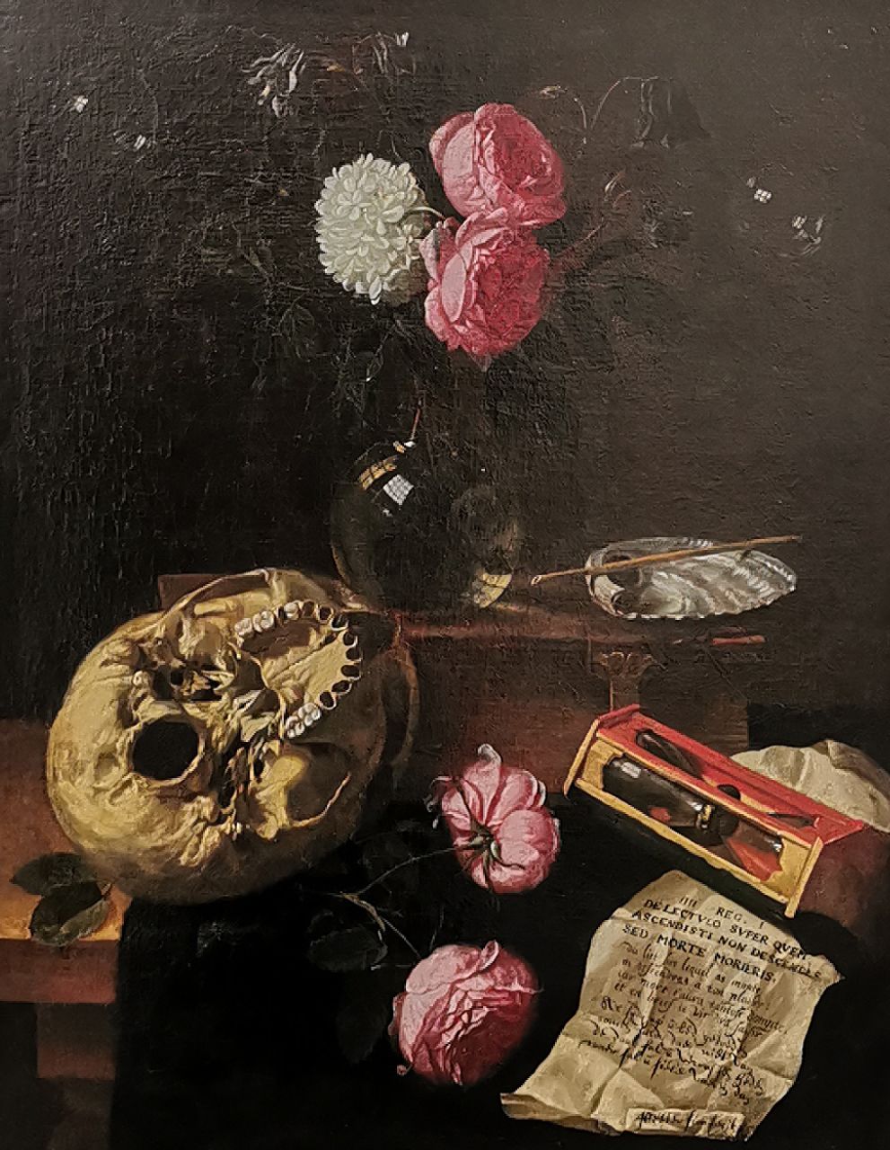 Sion P.  | Peeter Sion, Vanitas stilleven met schedel, zandloper, pijp en zeepbellen, olieverf op doek 57,0 x 44,8 cm, gesigneerd rechtsonder