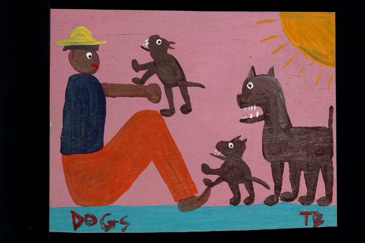 Brown T.  | Timothy 'Tim' Brown, Dogs, acryl op paneel 34,0 x 45,0 cm, gesigneerd rechtsonder met initialen