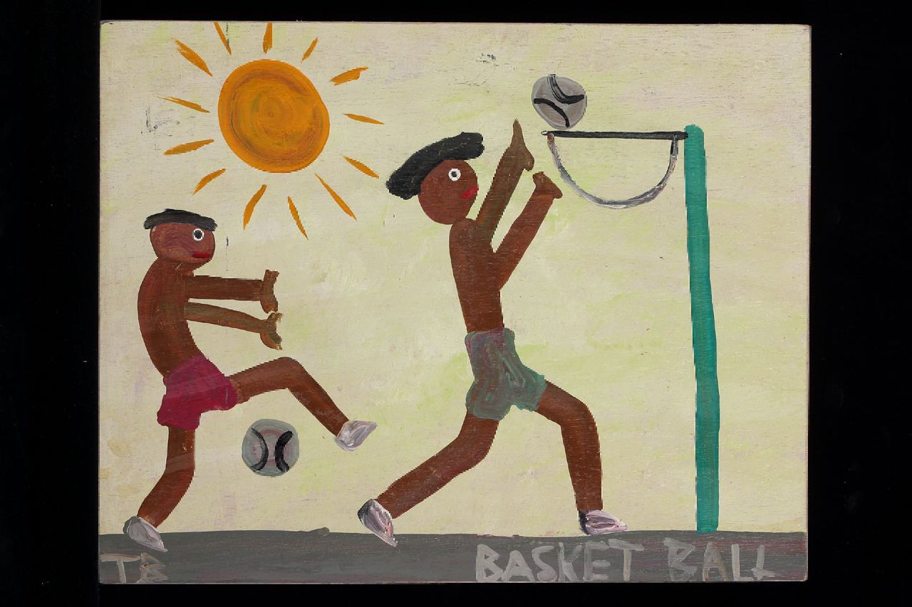 Brown T.  | Timothy 'Tim' Brown, Basket ball, acryl op paneel 38,0 x 48,0 cm, gesigneerd linksonder met initialen