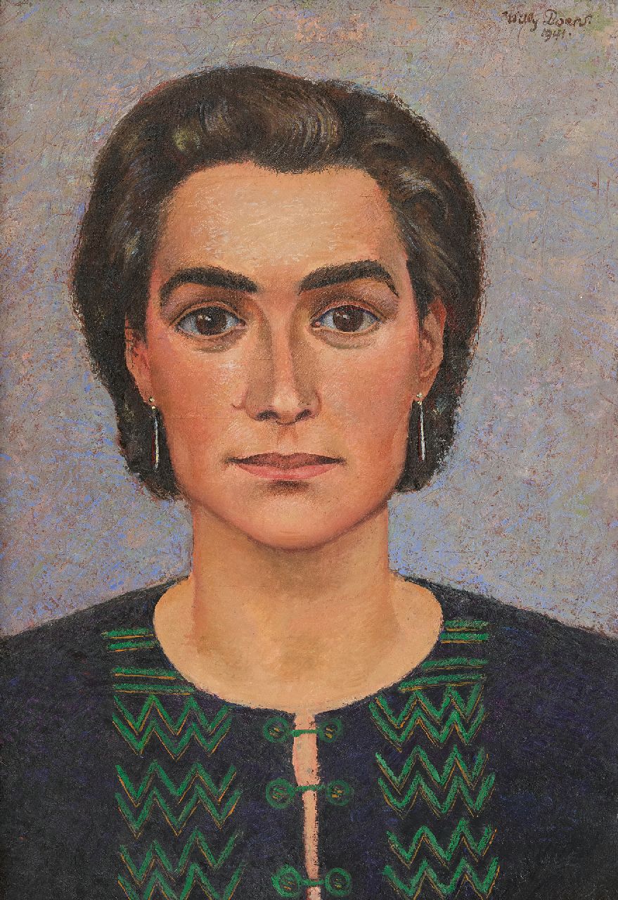 Boers W.H.F.  | 'Willy' Herman Friederich Boers | Schilderijen te koop aangeboden | Portret van Frieda Hunziker, olieverf op doek 50,6 x 35,4 cm, gesigneerd rechtsboven en gedateerd 1941