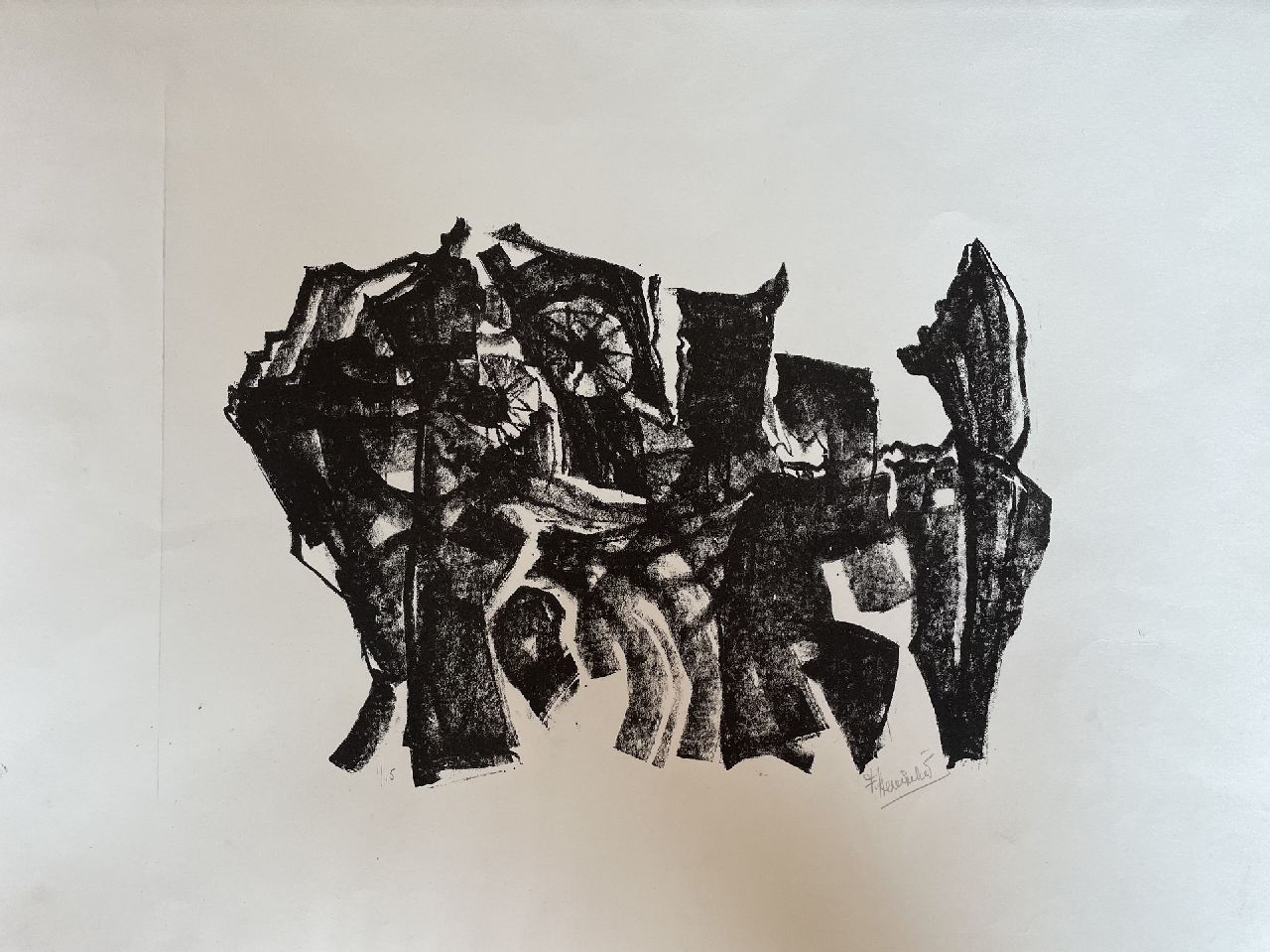 Hunziker F.  | Frieda Hunziker, Hondje, litho op papier 39,0 x 52,5 cm, gesigneerd rechtsonder (in potlood) en te dateren ca. 1960
