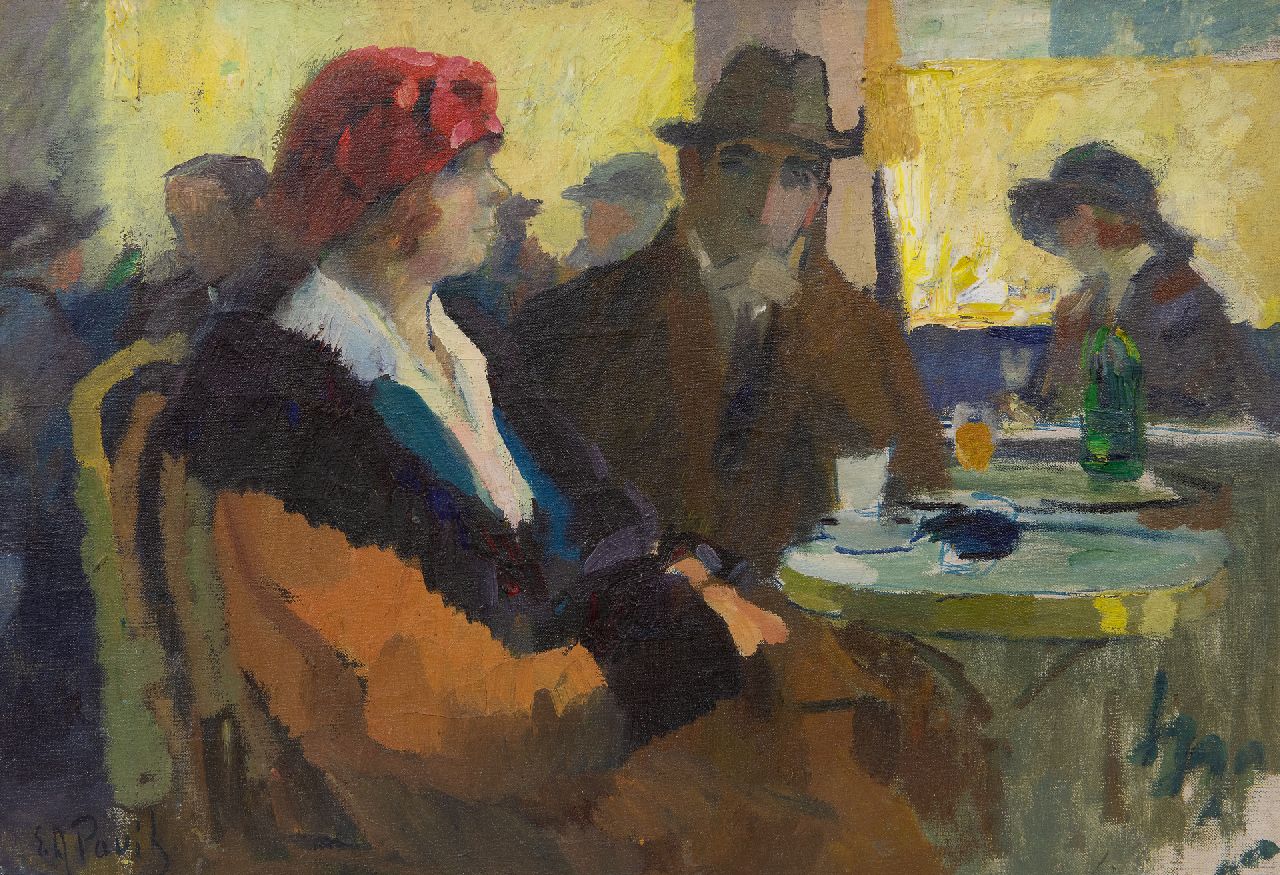 Pavil E.A.  | 'Elie' Anatole Pavil | Schilderijen te koop aangeboden | Au café, olieverf op doek 38,3 x 55,4 cm, gesigneerd linksonder