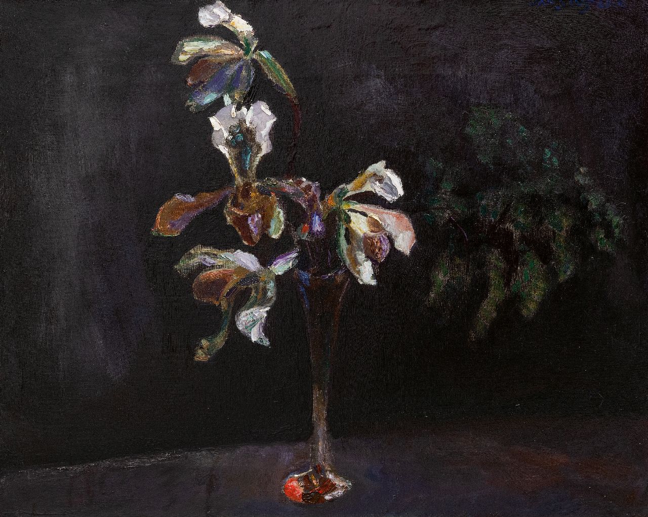 Sluijters J.C.B.  | Johannes Carolus Bernardus 'Jan' Sluijters | Schilderijen te koop aangeboden | Orchideën in glasvaasje, olieverf op doek 54,5 x 65,5 cm, gesigneerd rechtsboven