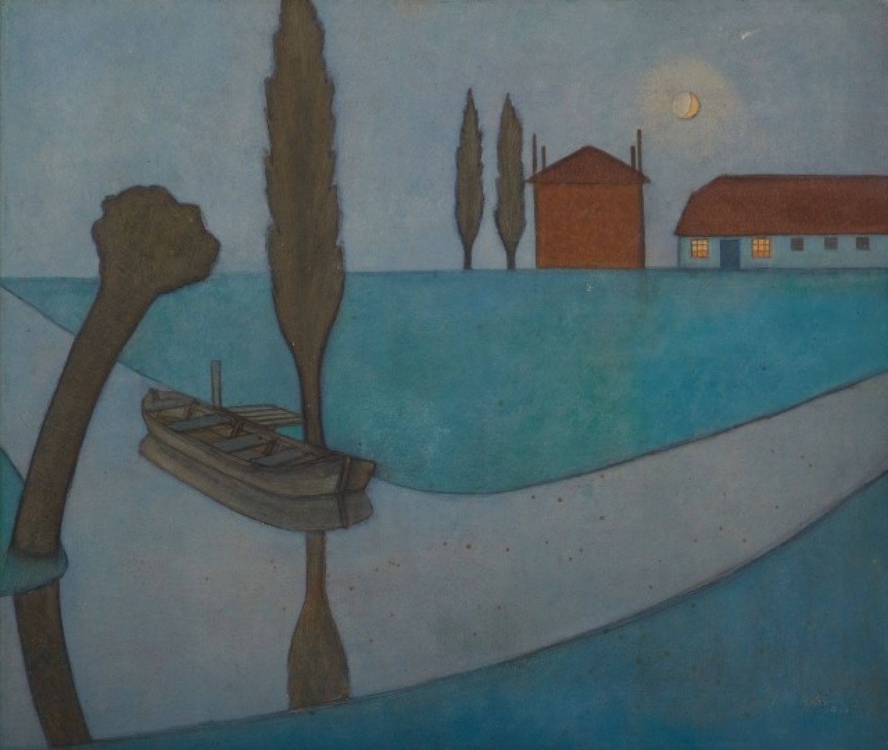 Dirk Koning | Landschap (Laren), olieverf op board, 60,5 x 72,0 cm, gesigneerd r.o. en gedateerd 1928