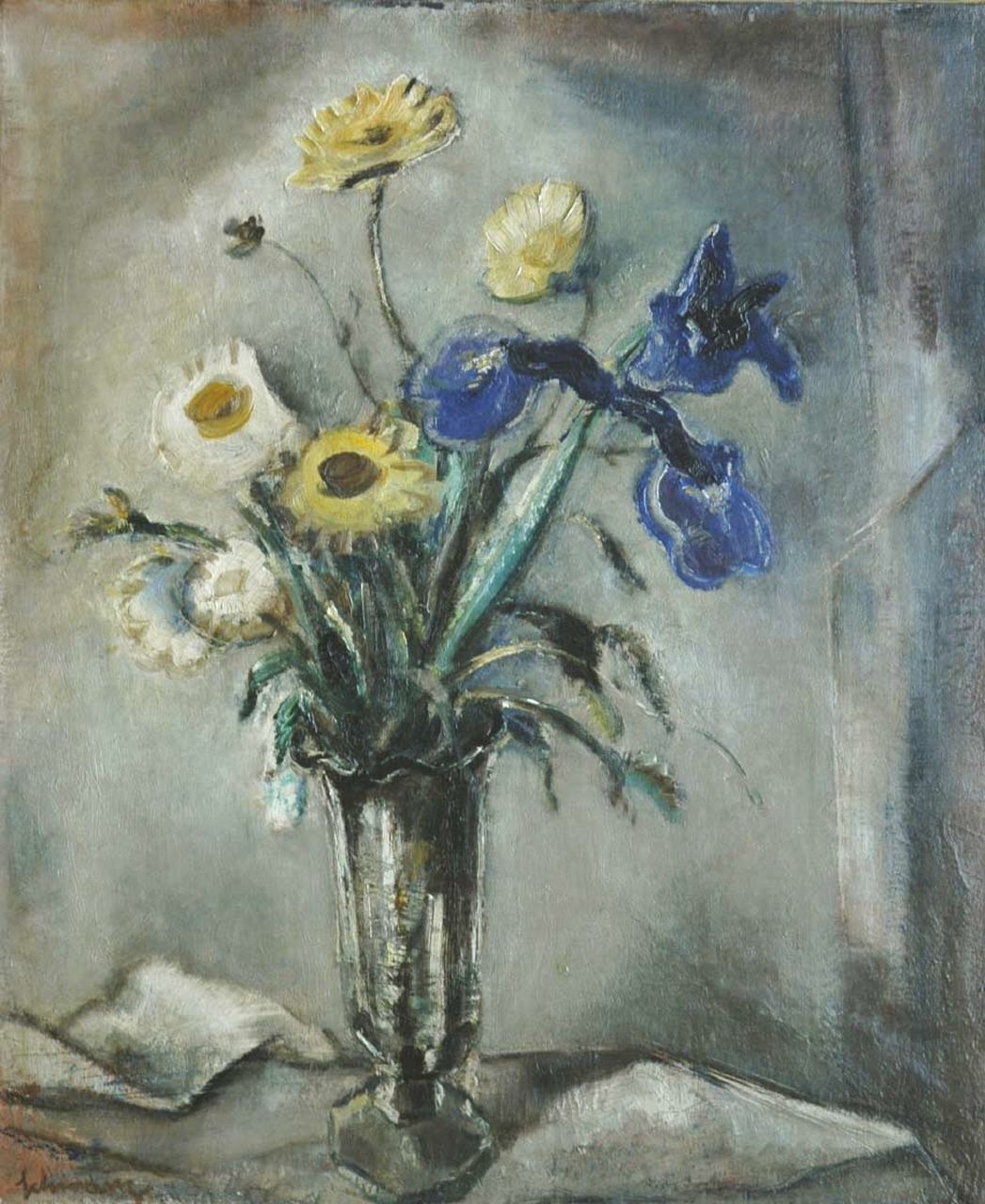 Schwarz S.  | Samuel 'Mommie' Schwarz, Stilleven van tuinbloemen, olieverf op doek 65,0 x 54,8 cm, gesigneerd linksonder