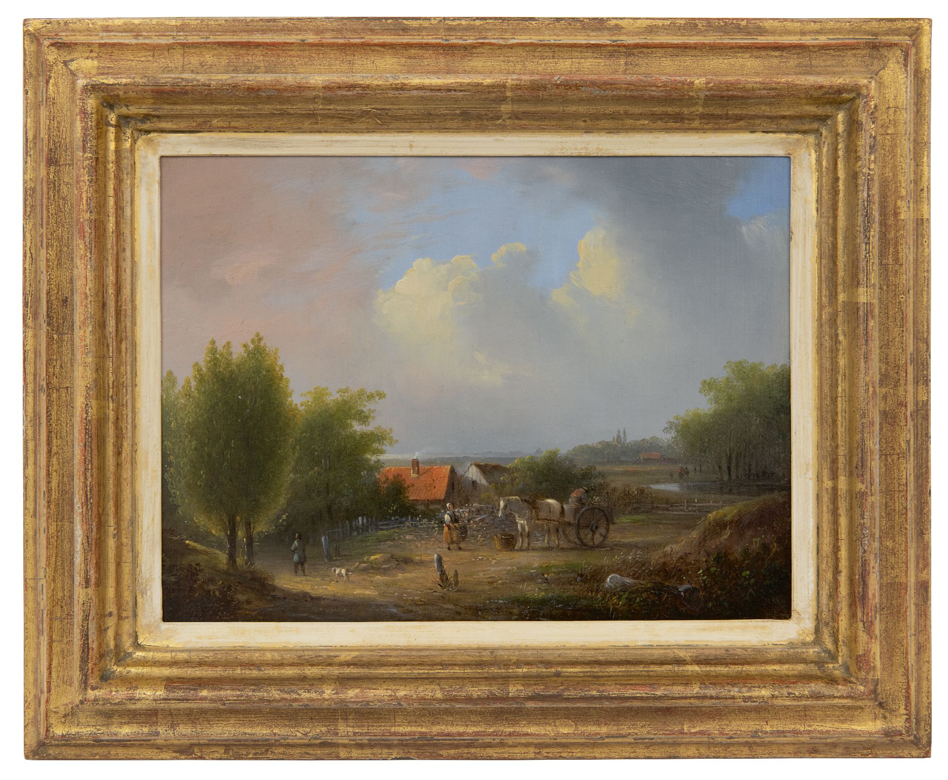 moord Ziektecijfers vrijgesteld Jacobus van der Stok | Schilderijen te Koop | Weids landschap met boerenvolk