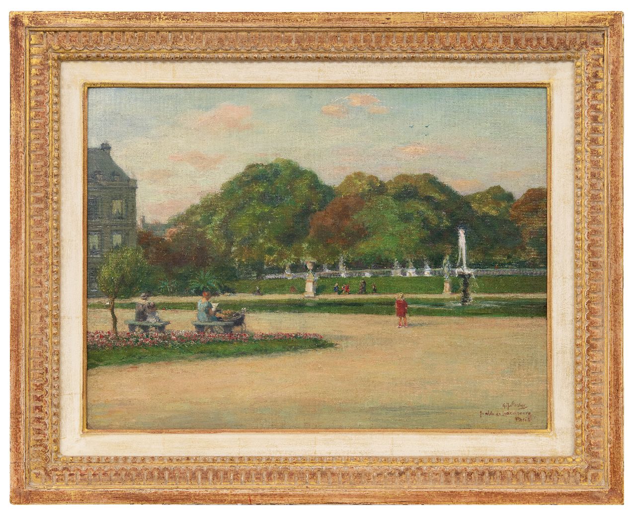 Staller G.J.  | Gerard Johan Staller | Schilderijen te koop aangeboden | Jardin du Luxembourg, Parijs, olieverf op doek op paneel 35,8 x 48,2 cm, gesigneerd rechtsonder