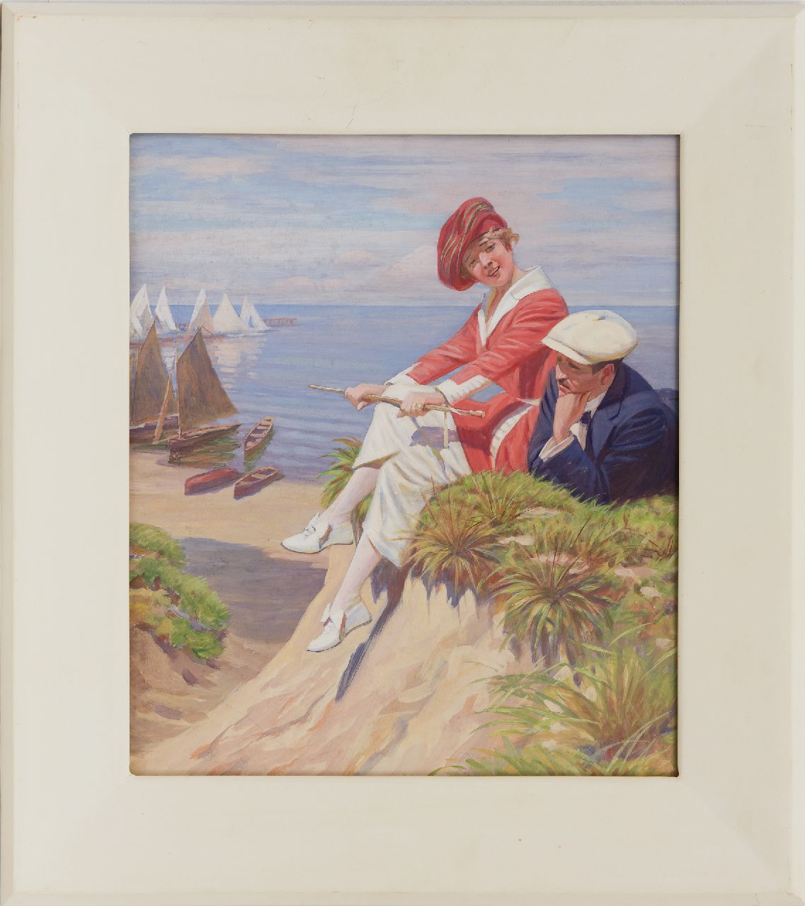Köhler W.  | Walter Köhler, Op het strand, gouache op papier 39,6 x 34,0 cm, te dateren ca. 1921