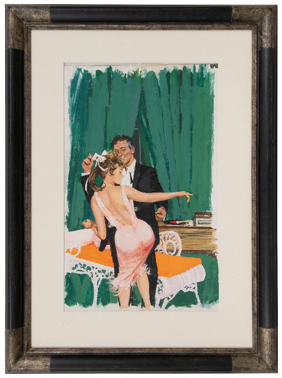 Amerikaanse School, 20e eeuw   | Amerikaanse School, 20e eeuw | Aquarellen en tekeningen te koop aangeboden | The Sex Twist, gouache op board 50,5 x 36,2 cm, te dateren ca. 1962