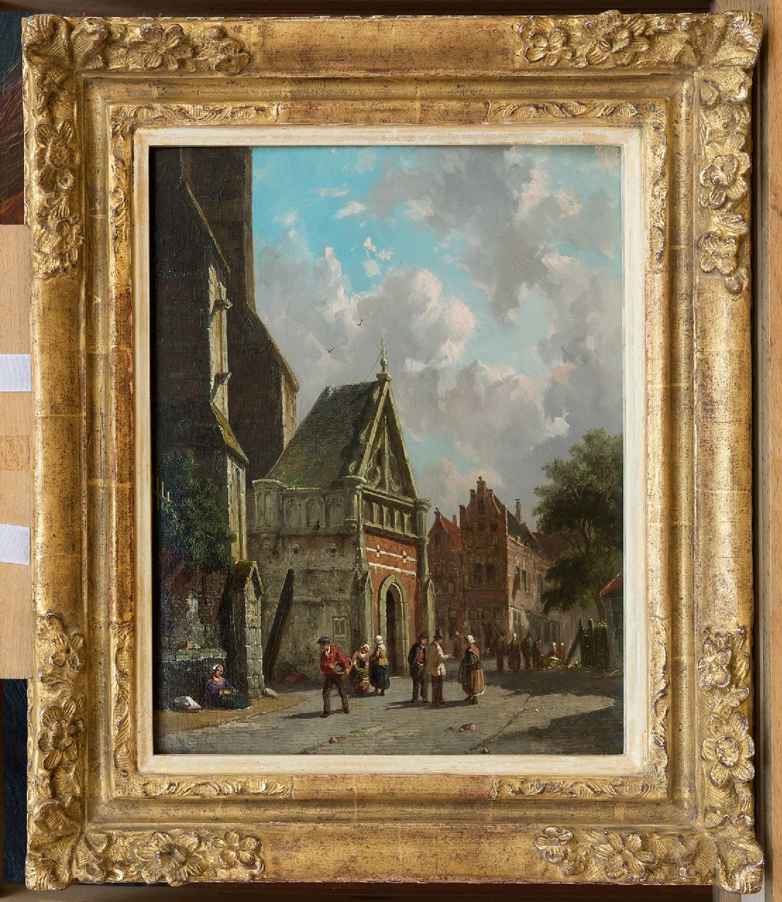 Eversen A.  | Adrianus Eversen, Achter de kerk, olieverf op paneel 34,8 x 27,0 cm, gesigneerd rechtsonder