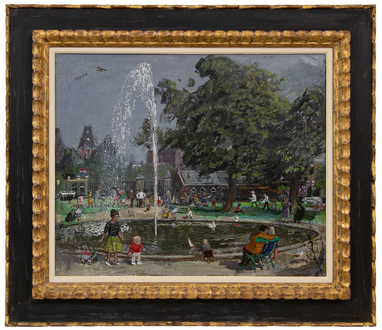 Kamerlingh Onnes H.H.  | 'Harm' Henrick Kamerlingh Onnes | Schilderijen te koop aangeboden | Zomermiddag in het park, Amsterdam, olieverf op doek 50,4 x 61,2 cm, gesigneerd linksonder met monogram en gedateerd '63