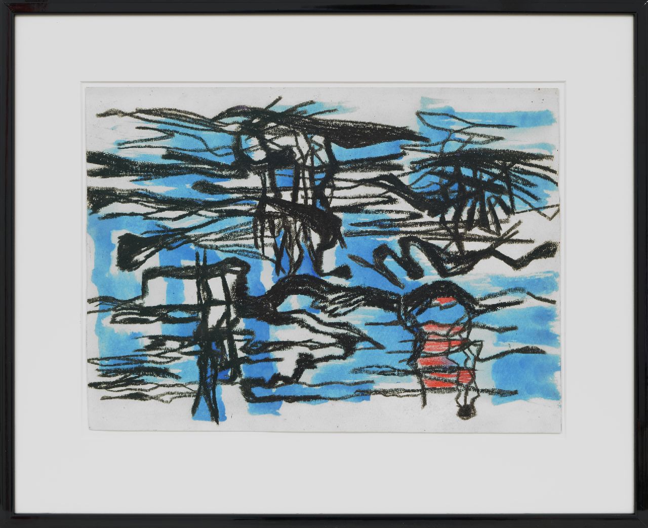 Hunziker F.  | Frieda Hunziker, Compositie, gouache en waskrijt op papier 30,7 x 42,9 cm