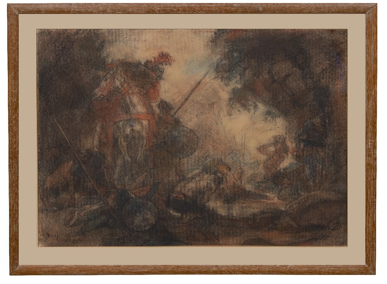 Jurres J.H.  | Johannes Hendricus Jurres, Na de strijd, pastel op papier 54,2 x 73,2 cm, gesigneerd linksonder