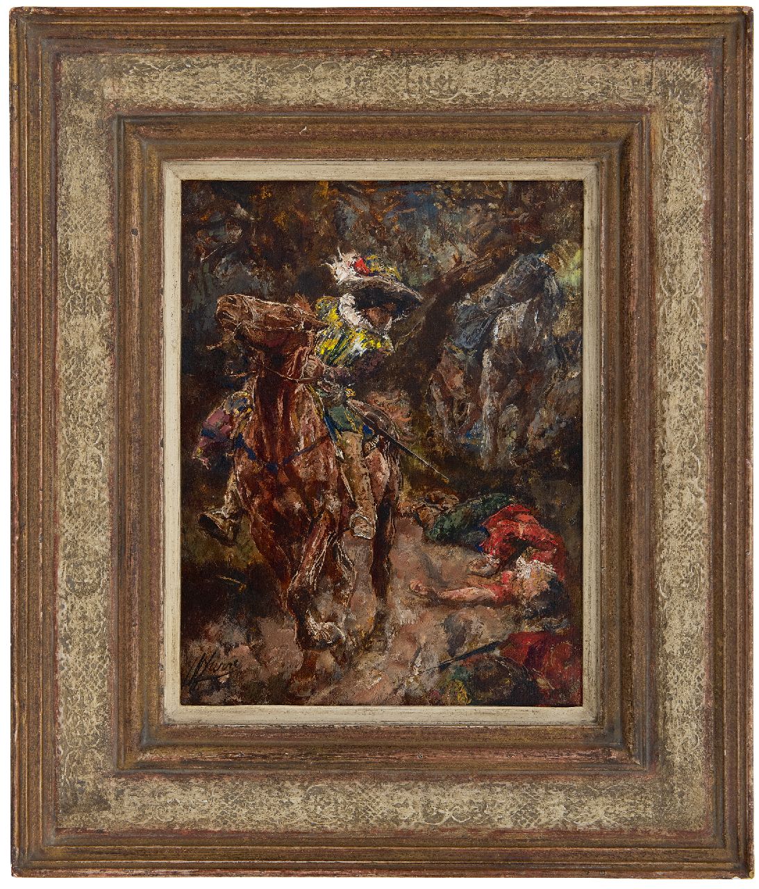 Jurres J.H.  | Johannes Hendricus Jurres, Scène uit Gil Blas, olieverf op paneel 28,4 x 22,0 cm, gesigneerd linksonder