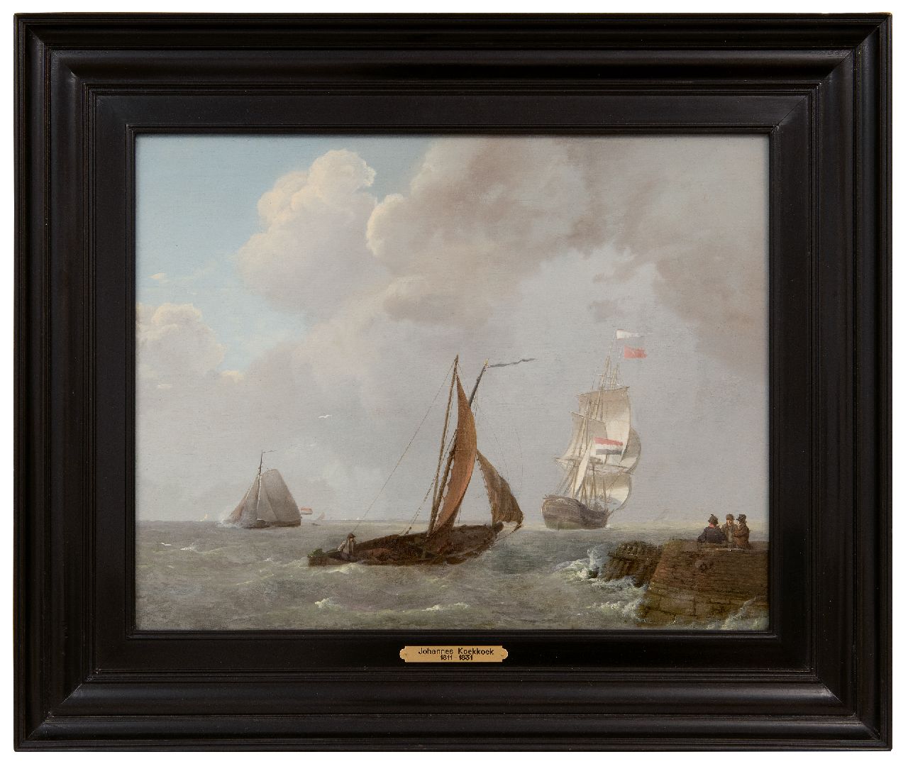 Koekkoek J.  | Johannes Koekkoek, Laverende zeilschepen in de Zeeuwse wateren, olieverf op paneel 30,0 x 38,9 cm, gesigneerd rechtsonder en gedateerd 1829