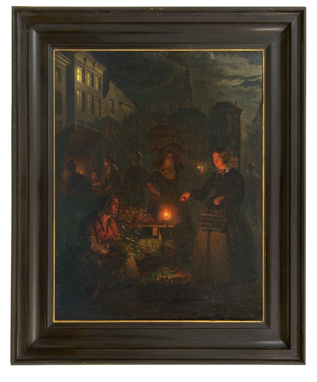 Schendel P. van | Petrus van Schendel | Schilderijen te koop aangeboden | Marktscène op de Grote Markt te Den Haag, olieverf op doek 66,5 x 51,2 cm, te dateren 1855-1860