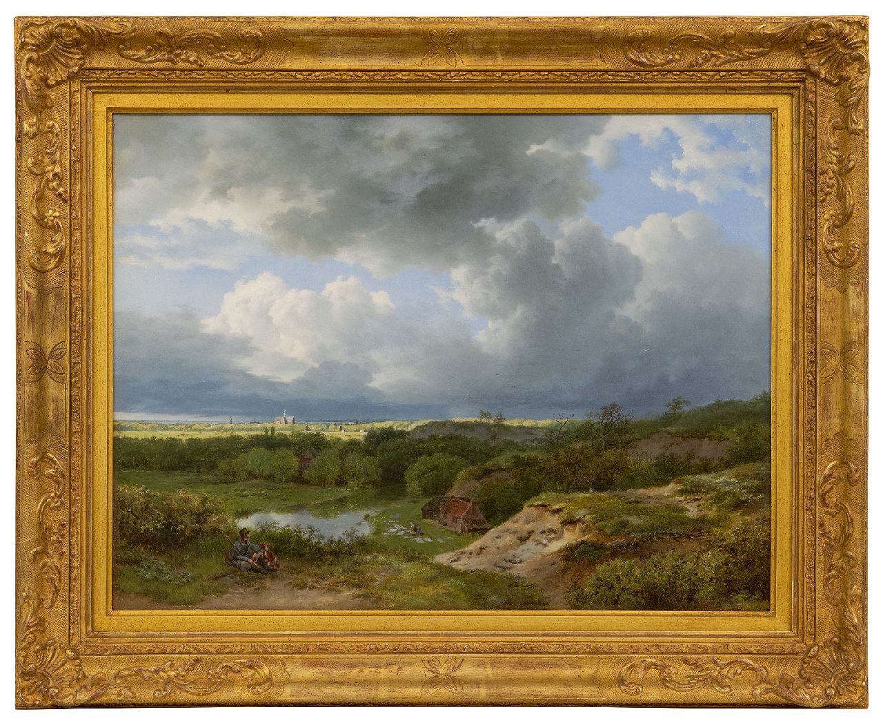 Koekkoek B.C.  | Barend Cornelis Koekkoek | Schilderijen te koop aangeboden | Panoramisch landschap met Haarlem in de verte, olieverf op doek 39,4 x 52,4 cm, gesigneerd rechtsonder en gedateerd 1836