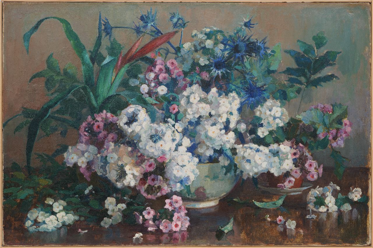 Vreedenburgh H.  | Hermanus 'Herman' Vreedenburgh | Schilderijen te koop aangeboden | Zomerbloemen, olieverf op doek 63,6 x 95,7 cm, gesigneerd rechtsonder en gedateerd 1915