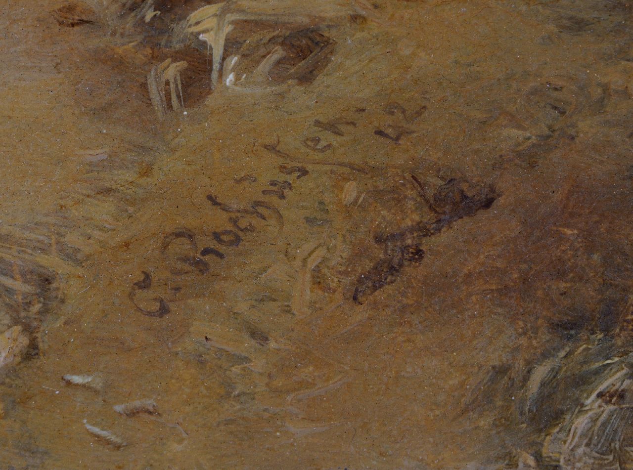 Charles Rochussen signaturen Landschap met reizigers bij een ruïne (pendant)