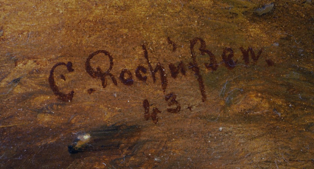 Charles Rochussen signaturen Rustende reizigers bij een herberg (pendant)