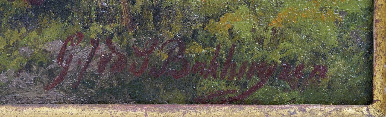 Gerardine van de Sande Bakhuyzen signaturen Boeket met bloesemtakken en viooltjes op de bosgrond
