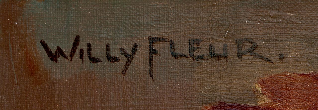 Willy Fleur signaturen Stilleven van bloeiende azalea's op een tafel
