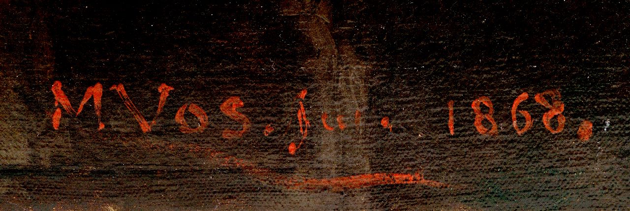 Maria Vos signaturen Stilleven met aardewerken fopkan, tinnen schaal, kreeft en garnalen
