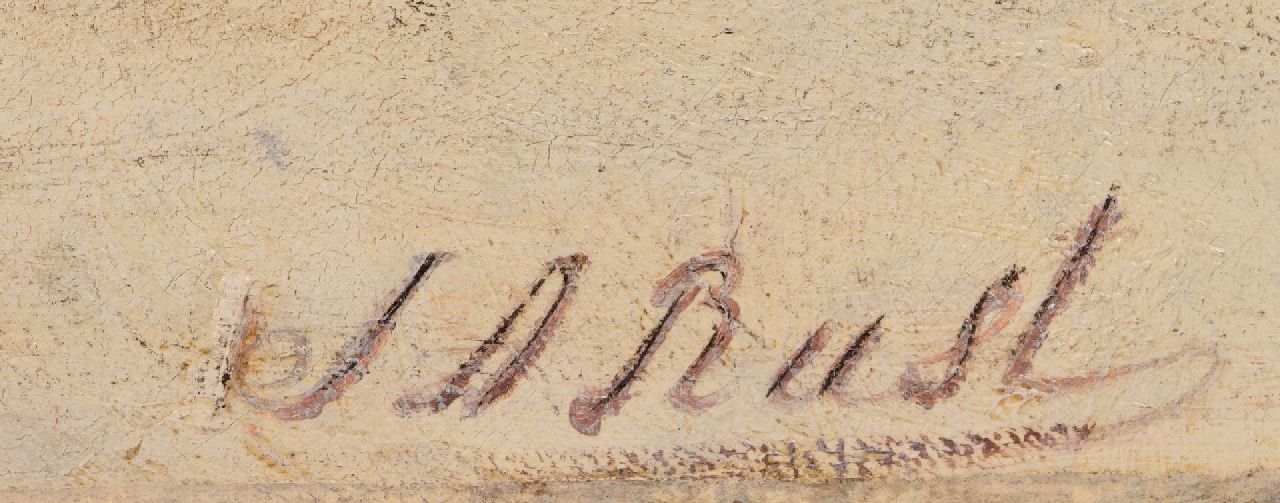 Johan Rust signaturen Visserspinken op het strand