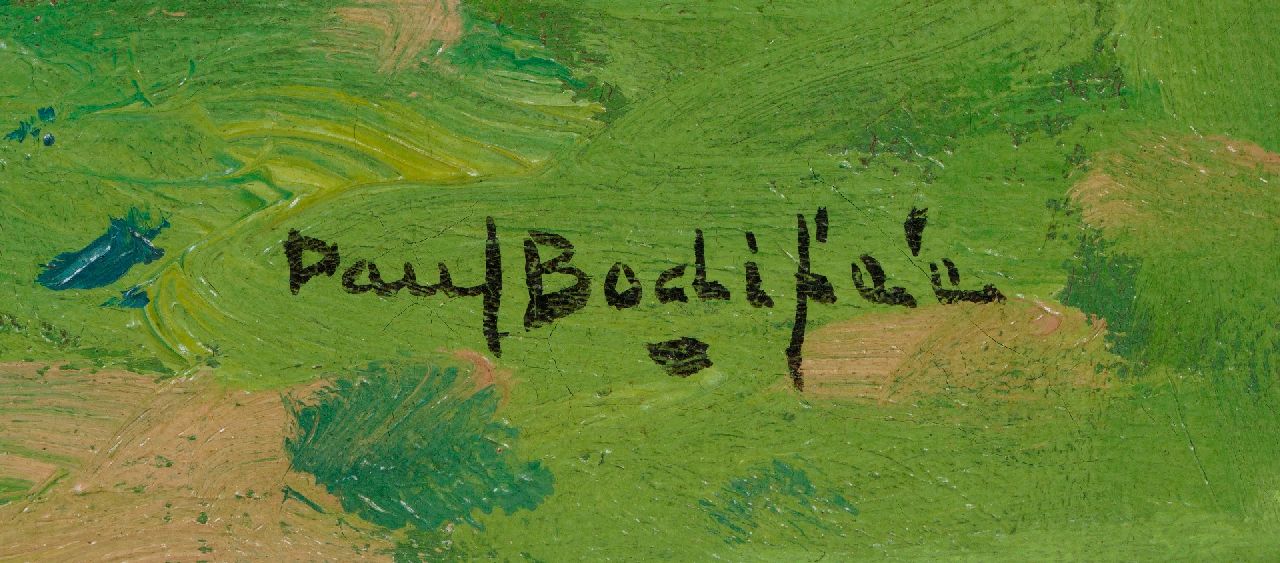 Paul Bodifée signaturen Boerderij met bloeiende fruitbomen