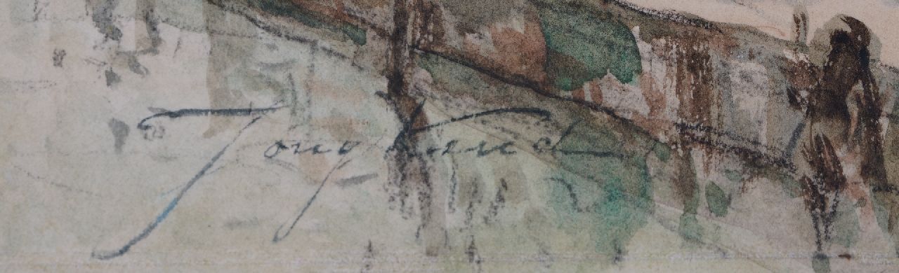 Johan Barthold Jongkind signaturen Vaart bij Hollands dorp
