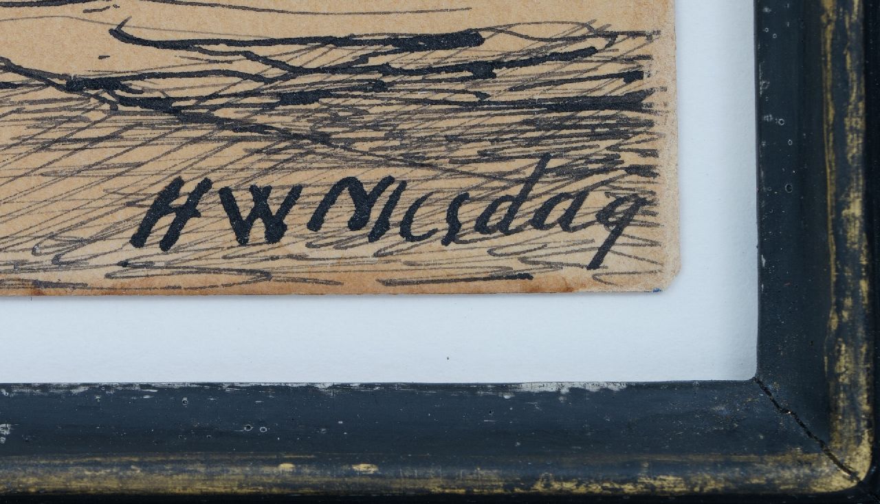 Hendrik Willem Mesdag signaturen Aanmerende bomschuiten, Scheveningen