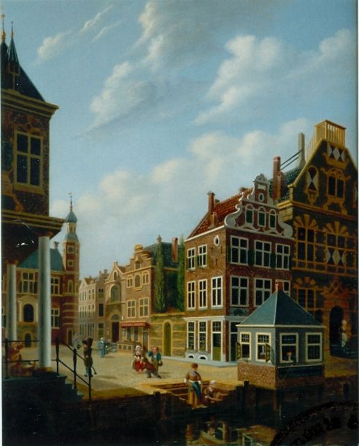 Verheijen J.H.  | Stadsgezicht Rotterdam, olieverf op paneel 33,5 x 26,7 cm