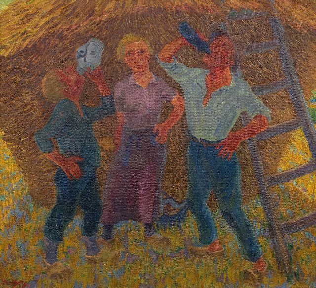 Melgers H.J.  | Drinkende boeren, Drenthe, olieverf op doek 68,3 x 74,6 cm, gesigneerd l.o. en verso en te dateren ca. 1928