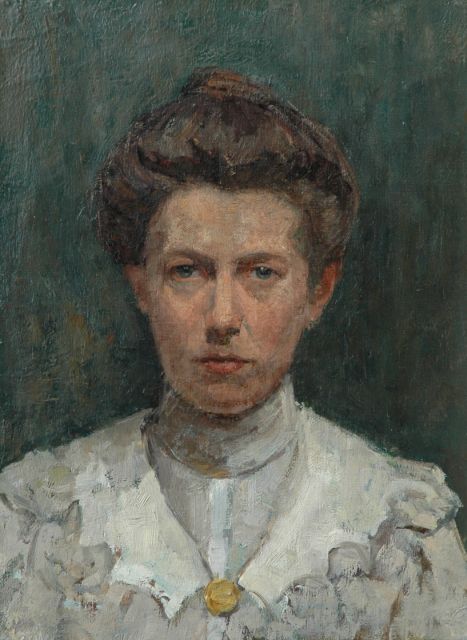 Fritzlin M.C.L.  | Vrouw met opgestoken haar, olieverf op doek 36,0 x 27,0 cm, te dateren 1908