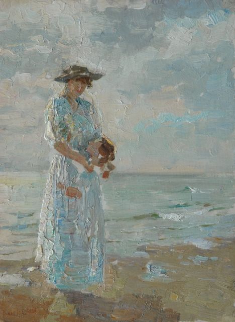 Isaac Israels | Dame op het strand, olieverf op paneel, 32,7 x 24,3 cm, gesigneerd l.o. en te dateren 1885-1888