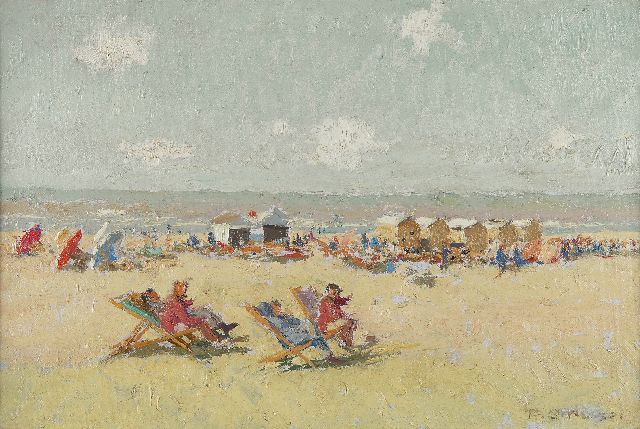 Frans Smeers | Op het strand, olieverf op doek, 40,2 x 60,2 cm, gesigneerd r.o.