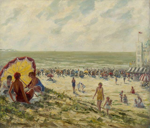 Franz Hienl-Merre | Zomerdag aan de Oostzee, olieverf op doek, 60,5 x 70,3 cm, gesigneerd l.o.