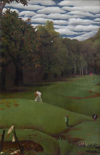 Pyke Koch | Golflinks I-II, olieverf op doek, 30,2 x 20,4 cm, gesigneerd r.o. en gedateerd '57