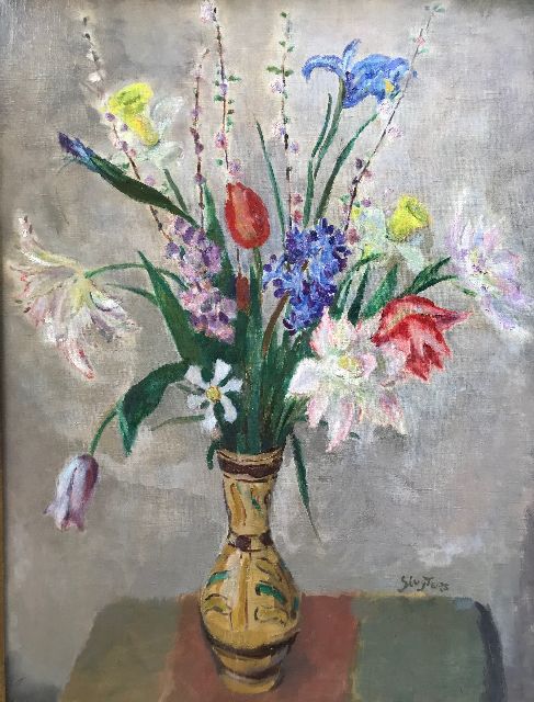 Lies Sluijters | Voorjaarsbloemen, olieverf op doek, 60,5 x 79,5 cm