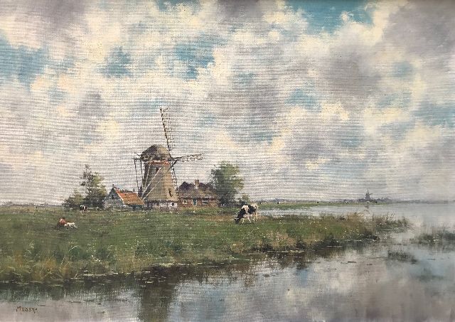 Medema B.  | Molen in een polderlandschap, olieverf op doek 50,2 x 70,2 cm, gesigneerd l.o.