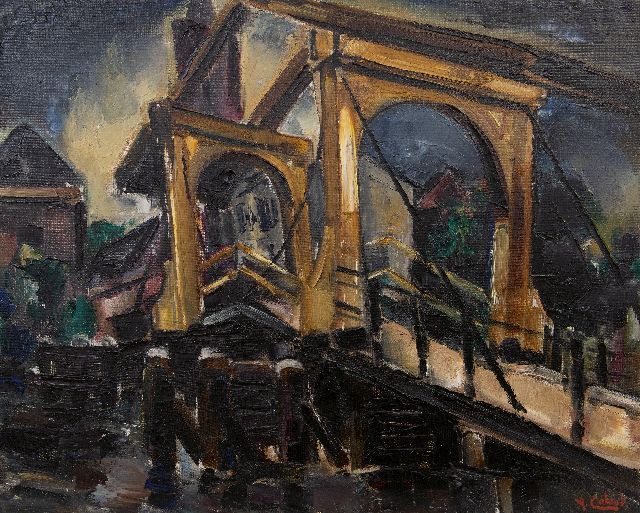 Colnot A.J.G.  | Ophaalbrug in Loenen aan de Vecht, olieverf op doek 61,3 x 76,9 cm, gesigneerd r.o.