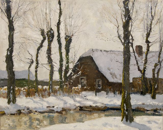 Louis van Soest | Boerenerf in de sneeuw, olieverf op doek, 80,5 x 100,7 cm, gesigneerd l.o. en zonder lijst