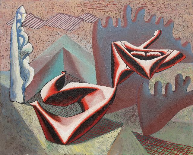 Kersten W.W.  | Rode figuur, olieverf op doek 75,3 x 92,3 cm, gesigneerd op spieraam en te dateren ca. 1948